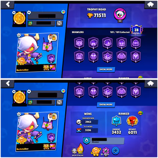 [ RARE OG SKINS ]  71K TROPHIES || 101/101 BRAWLERS || 43 MAX || 37 HYPERCHARGED || 290 PREMIUM SKINS || INSTANT  - Image 4