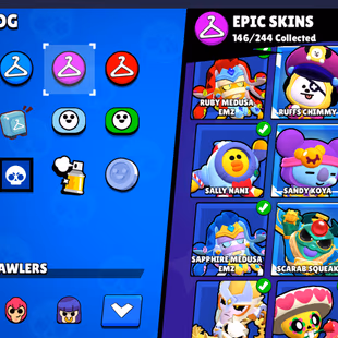 361 SKINS | 90 HYPERCHARGED | 94.038 TROPHIES | 95 BRAWLERS | 95 MAX BRAWLERS | 18 BUFFIES  - Image 8