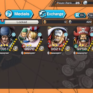 [4025][IOS+ANDROID] 5 EX - Light Luffy + Kuzan + Akainu + Roger + Sabo, Support 134 , Good medal - Image 1