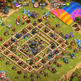 Th17 [13k-Gems]-[1400-Cwl Medel] | Hero-95-100-75-45 | Equipment-9-Epic Almost Max | XP-218 | Defence Wall Almost Max |  - Image 2