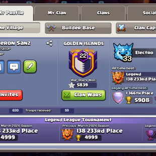 🔥HERO 60X SKIN COSMIC SCENERY🔥TH18 MAX PROFILE !280-XP WAR STAR-5839! EQUIPMENT 33 MAX!! 4 DIGIT RANK! LEGEND 16K CUPS - Image 3