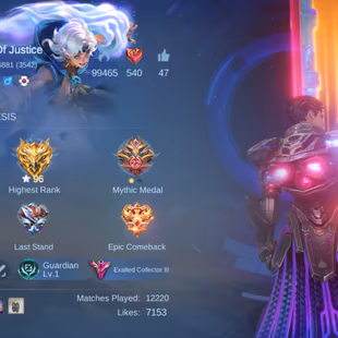 PL567|Lvl 123|EXALTED III|432 SKIN|ALL EMBLEM MAX|ALUCARD LEGEND|THAMUZ NEXUS 11.11|2 ASPIRANTS(CHANG'E,GUIN)|GRANGER PR - Image 2