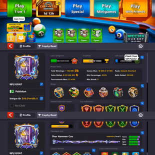 HIGH LEVEL 577 🌟 20/20 LEGENDARY CUES UNLOCK 🌟 8.3 BILLION COINS | 5 CUES MAX | OLD COLLECTION | FULL ACCES | INSTANT  - Image 1