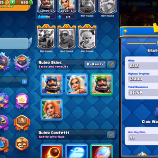 R476 | LVL68 | Cards: 11 LVL 16 | 8 LvL 15 | 14 Evolved | 1 Hero | 9 Tower Skin | 107 Emotes | Hero Coins: 336 | IOS  - Image 5