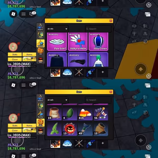 iOS/Android - Global - Level 2800 (Max) - Money 8787000 - Swords 14 - Guns 6 - Fruits 18 - Code985 - Image 6