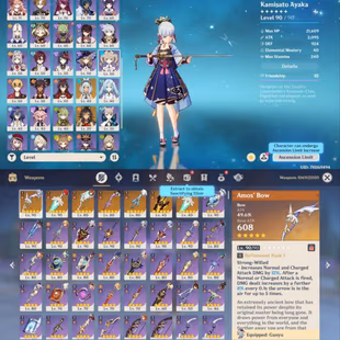 All Platform - EU - AR58 - 55 Character 21 5'Star - 7 Weapon 5'Star - Ayaka - Ayato - Itto - Yae Miko - Zhongli - Code12 - Image 6