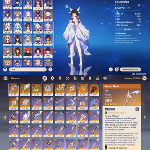 All Platform - EU - AR60 - 66 Character 21 5'Star - 10 Weapon 5'Star - Skrik - Nefer - Lauma - Xilonen C1 - Mavuika - Co - Image 1