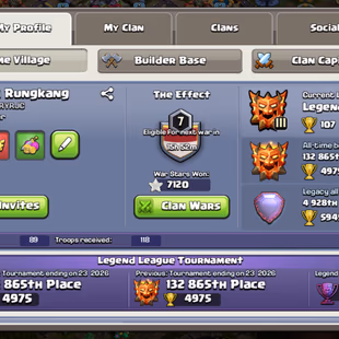 323-XP! WAR STAR-7120! TH18 MAX TYPE! 24K CUPS LEGEND RANK! LEVEL-323! ALL EPIC GG/MX SB/MX SnB/MX AF/MX MM/MX AF/MX  - Image 1