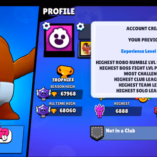 19 TITLES | 334 SKINS | 68.000 TROPHY | 98 BRAWLERS | 31 HYPERCHARGED | 33 MAXED BRAWLERS | 1 BUFFIES - Image 6
