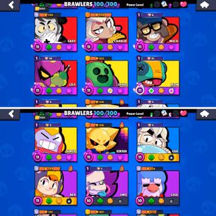 65K Trophies | 100/100 Brawlers | 34 Max Brawlers - 32 Hypercharges | 373 Skins | 1049 Pins | 469 Icons | 222 Sprays - Image 5