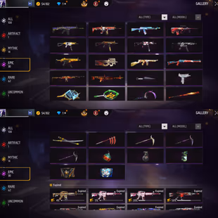 iOS/Android -MENA - Level 56 - Rank Platinum - Set 29 - Emote 11 - Weapon 108 -Artifact 1 - Mythic 14 - Epic 30 - Code14 - Image 5