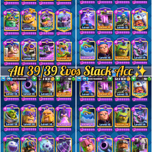 🦄✨GOD 10 YR OLD ACC [ALL 39/39 EVOS 8/8 HERO] 60 ELITES LEVEL 16 CARDS 10.5K TROPHY WORLD RANKED UC KT15 OLD RARE EMOTE - Image 2
