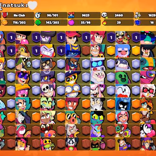 48K Trophies LVL195 | 98/100 Brawlers | 26 Max Brawlers - 14 Hypercharges | 214 Skins | 603 Pins | 328 Icons | 165 Spray - Image 2