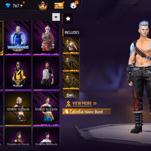 X265|Lvl 47|20 CHARACTER|CANNIBAL HAVOC BUNDLE|26 COSTUME|13 VEHICLE|58 WEAPON(4 EVO+7 MYTHIC)|Mp5 Divinty Lv.4|Woodpeck - Image 6