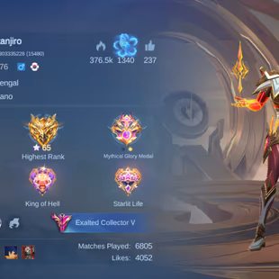 Mythic Glory 65 🔴 Exalted Collector 5 🔴 Max Emblem - Legend Franco ( Hell of Fire ) - 294 Skins - C353 - Image 6