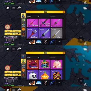 iOS/Android - Global - Level 2800 (Max) - Money 8787000 - Swords 14 - Guns 6 - Fruits 18 - Code985 - Image 3