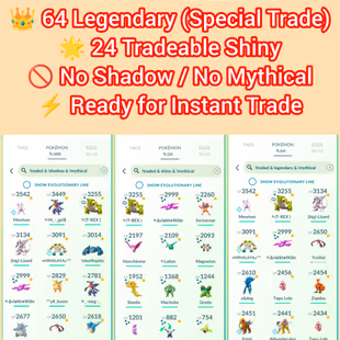 🎯LVL 41 ACCT | 300 TRADEABLE 🔥| 64 LEGENDARY | 24 SHINY | SPECIAL TRADE READY | LOCATION PIKA JP/USA - Image 1