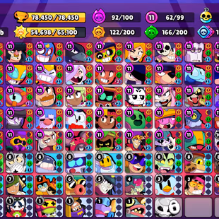 61 TITLES | 363 SKINS | 78.500 TROPHY | 99 BRAWLERS | 62 HYPERCHARGED | 62 MAXED BRAWLERS | 59 PRESTIGE | 9 BUFFIES - Image 3