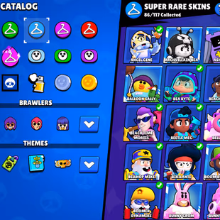  🔥RARE 70kTROPHIES| 🔥32 BRAWLERS MAXED|22 HYPERCHARGE|250 SKINS|86 SUPER RARE SKINS|STAR SHELLY|BULL|COLT RARE| - Image 8
