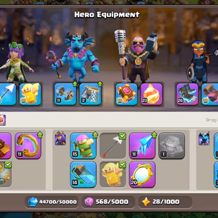 TH 17 4 HERO MAX || HEROES 100-100-65-75-50 || 2188 WAR STARS | HIGH EPIC EQUIPMENT | 8 HERO SKIN - Image 5