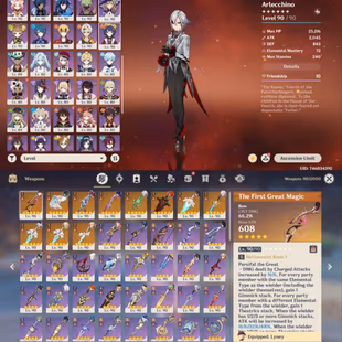 All Platform - EU - AR60 - 75 Character 27 5'Star - 11 Weapon 5'Star - Arlecchino - Lauma - Chasca - Varesa - Neuvillett - Image 2