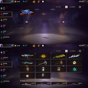 iOS/Android -MENA - Level 56 - Rank Platinum - Set 29 - Emote 11 - Weapon 108 -Artifact 1 - Mythic 14 - Epic 30 - Code14 - Image 3