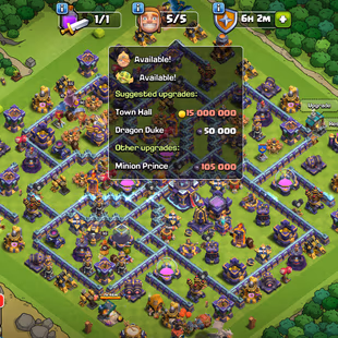 🔥TH 15 ALMOST MAX🔥2214 MEDALS-11200 GEMS-XP 228-EPIC SB 24 EB 24 RS 24 GG 14 FB 14-HERO 90-90-65-40-WALLS DEFENSE MAX - Image 3