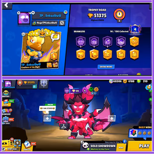 🎯51375 Trophies💎240 Skins | 46 Hypercharged | 31 Max Brawlers | 518 Pins | 392 Icons | Free Rename | Instant Delivery - Image 3