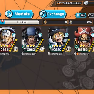 [4169][IOS+ANDROID] 6 EX - 4 MAX - Sabo + Kuzan + Akainu + Roger + Shanks Light + Zoro , Support 146 , Good Medal  - Image 1