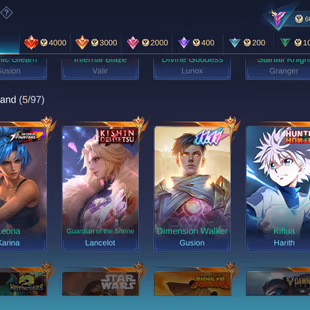 MANY RARE SKINS | LEGEND JOHNSON | KISHIN LANCELOT | 11.11 GUSION | ASPIRANT GUNIVERE | HXH HARITH | KOF KARINA - Image 3