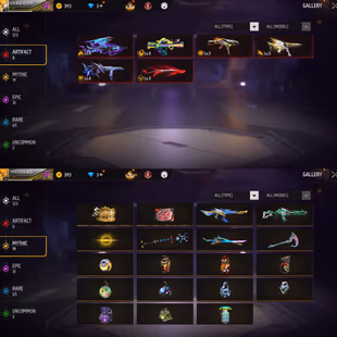 iOS/Android - MENA - Level 54 - Rank Diamond - Set 28 - Emote 11 - Weapon 123 -Artifact 6 - Mythic 19 - Epic 31 - Code14 - Image 4