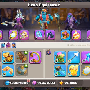 💎 FULL MAX TH 18 🍓 EPIC EQUIPMENTS MAXED | MAX PROFILE SUPERCHARGED DEFENCES GHOST SET BUILDER'S APPRENTICE MAX 295 XP - Image 4
