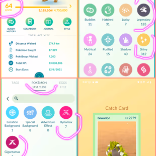 🎯LV 64 | 2021 YEAR | 7 DYNAMAX 👹| 83 HUNDO | 185 LEGENDARY | 312 SHINY | POKEMON STORAGE 1150-1250 | ITEM STORAGE 975  - Image 2