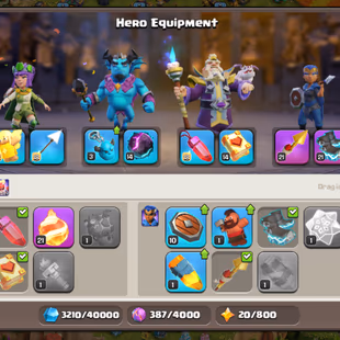 Th14 full max nothing left || 8 epic equipment || Gems 1500 || Legendary hero skin ||Painter scenery ||name change free  - Image 5