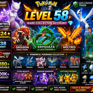 🍓LEVEL 58 ACCT | SHINY RAYQUAZA MOLTRES LUGIA MEWTWO | 324 LEGENDARY | 40 HUNDO IV 💯) 1180 TRADEABLE | RARE COLLECTOR - Image 2