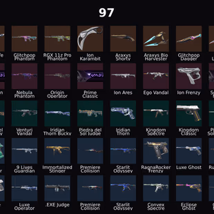 NA - LVL 133 - Unranked - 11 Knifes - 97 Skins (89,915 VP) Prime Axe, Xenohunter Knife, Ion Karambit, Araxys Bio Harves - Image 1