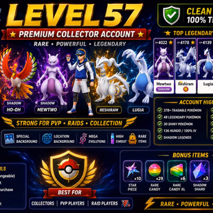 🎯HIGH VALUE 136 HUNDO IV)🔥 LEVEL 57 2025 | RESHIRAM MEWTWO ZAPDOS RARE | 50 LEGENDARY | RARE COLLECTOR/ INSTAN DLVR - Image 2