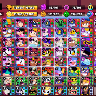 370 SKINS | 78.600 TROPHIES | 101 BRAWLERS | 67 HYPERCHARGE | 73 MAX | 57 PRESTIGE | 20 BUFFIES - Image 4