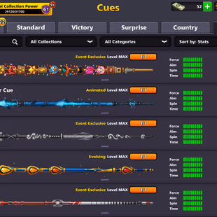 10 BILLION COINS ACCOUNT | Level 224 | 20 Legendary Cues | 5 Special Cues MAX | Miniclip Unlimited Password Changeable - Image 3