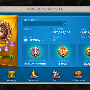85M - Vip 16 - 12  Commanders - 17 Passport  - 14K Gems  - 1 Farms - Image 3