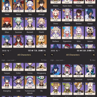 All Platform - EU - AR57 - 64 Character 19 5'Star - 6 Weapon 5'Star - Arlecchino - Xilonen - Navia - Zhongli - Yelan - C - Image 1