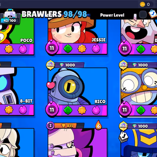322 SKINS | 43 HYPERCHARGED | CAPTAIN CARL | 75.416 TROPHIES | 98 BRAWLERS | 47 MAX BRAWLERS | 5 BUFFIES  - Image 7