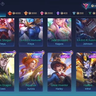 ML 697 Exlated Collector Legend Lunox 303 Skins Prime YuZhong Lucky Odette Zilong 43 deluxe Skins Hero 125 Emblem Max - Image 4