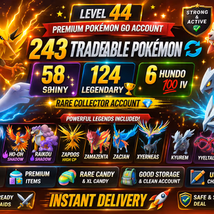  🎯LVL 44 | 243 TRADEABLE PG 🔄 125 LEGENDARY  | 59 SHINY  | 6 HUNDO  | RARE SHADOW  / LUGIA HO-OH - RARE COLLECTION A - Image 2
