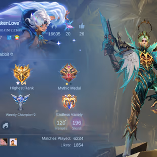 MLBB | ForsakenLove | LVL 67 | M7 PRIME GRANGER | KOF KARINA | COLLECTOR NATALIA | HERO 120 | SKINS 196 | FULL EMBLEMS - Image 2
