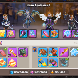 [LIMITED DEAL]💎PREMIUM TH18 | 55 HEROS SKINS🔥PREMIUM 5 SCENERIES | 33 ALMOST MAX EQUIPMENTS| 2700 SPARKY STONES |  - Image 6