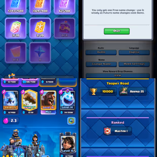 KT 15 | 64 Exp | 22 Evolution | 4 Max Cards | 18 Level 15 Cards | 87 Level 14 Cards | 21 TowerSkins | 181 Emotes - Image 5