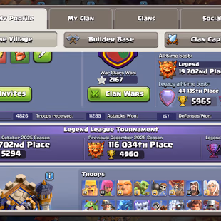 🔥LEGEND LEAGUE🔥TH 18 MAX || 30/38X MAX EQUIPMENT || BK 105 AQ 105 MP 95 GW 80 RC 55 || 2377 CWL MEDAL || 259 XP - Image 4