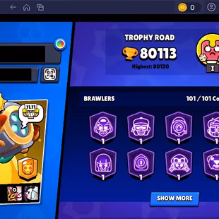 343 SKINS | 80.100 TROPHIES | 101 BRAWLERS | 49 HYPERCHARGE | 67 MAX | 49 PRESTIGE | 9 BUFFIES - Image 5