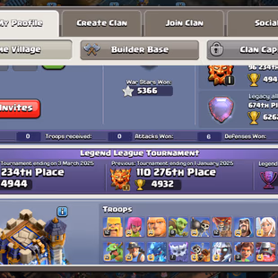 [5366 WAR STAR] HIGH XP 282 | TH18 MAX | 674 GLOBAL RANK | MAX 10 EPIC | 5 HERO MAX | DRAGON DUKE LVL 17 | WAR ARENA - Image 3